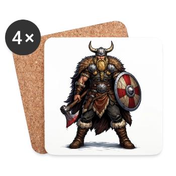 Viking Warrior with Shield and Axe - Coasters (set of 4) - white - Front