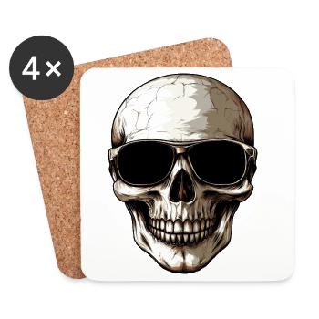 Totenkopf Style / Heavy Metal - Untersetzer (4er-Set) - Weiß - Vorne
