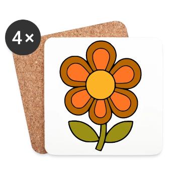 70er Jahre Blume Muster Retro flowerpower - Untersetzer (4er-Set) - Weiß - Vorne