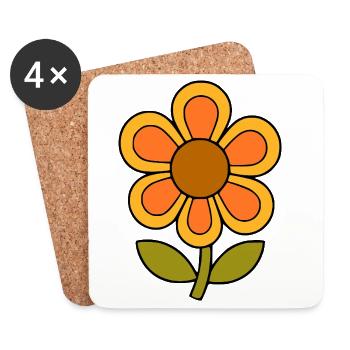 70er Jahre Blume Muster Retro flowerpower - Untersetzer (4er-Set) - Weiß - Vorne