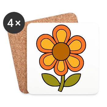 70er Jahre Blume Muster Retro flowerpower - Untersetzer (4er-Set) - Weiß - Vorne