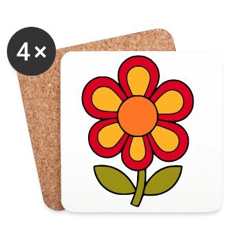 70er Jahre Blume Muster Retro flowerpower - Untersetzer (4er-Set) - Weiß - Vorne