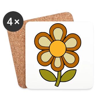 70er Jahre Blume Muster Retro flowerpower - Untersetzer (4er-Set) - Weiß - Vorne