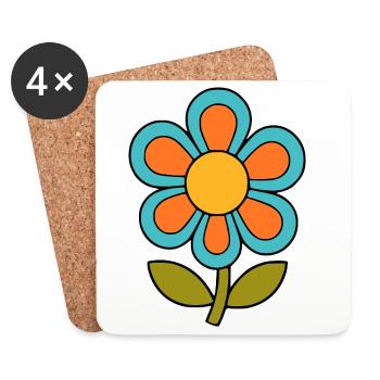 70er Jahre Blume Muster Retro flowerpower - Untersetzer (4er-Set) - Weiß - Vorne