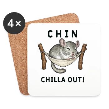 Humour Chinchilla Chin ChillaOut - Dessous de verre (lot de 4) - blanc - Devant