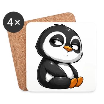 Funny Penguin Cartoon Skeptical Offended - Coasters (set of 4) - white - Front