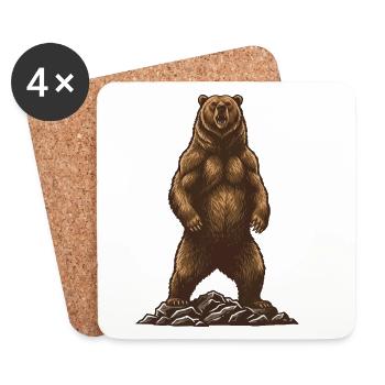 Majestic Grizzly Bear Power Wild - Coasters (set of 4) - white - Front