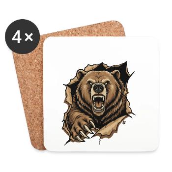 Grunding-Grizzlybär-Wildklaue - Untersetzer (4er-Set) - Weiß - Vorne