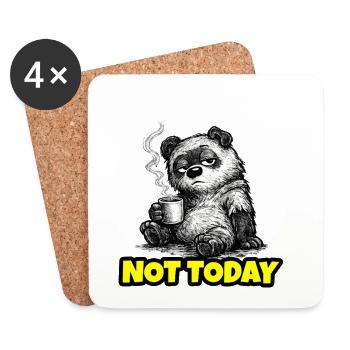 Not Today – Grumpy Bear Coffee (Sketch) - Untersetzer (4er-Set) - Weiß - Vorne