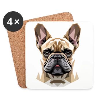 French Bulldog Dog Motif Great Dane Frenchie - Coasters (set of 4) - white - Front