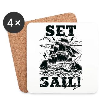 Vintage Black Storm Sail Set - Coasters (set of 4) - white - Front