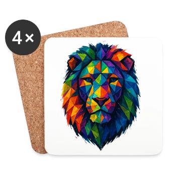 Lion sauvage coloré - Art couleurs Pop - Dessous de verre (lot de 4) - blanc - Devant