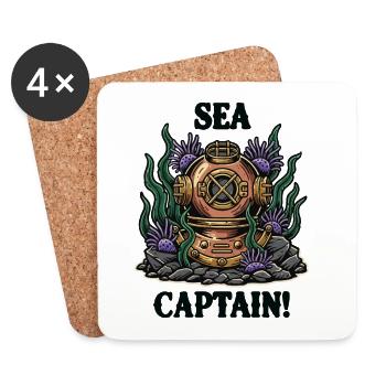 Sea Captain Vintage Ocean Diving Bell - Coasters (set of 4) - white - Front