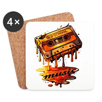 Illustration de cassette Old School Fondant - Dessous de verre (lot de 4) - blanc - Devant