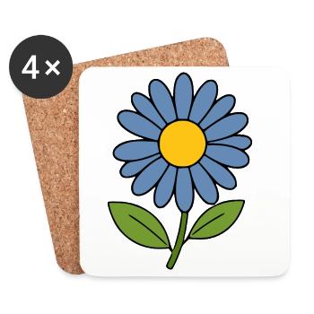 Blue Flower Floral Gift Birthday - Coasters (set of 4) - white - Front