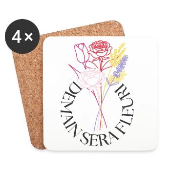 Hope Bouquet LineArt Tomorrow Will Be Flowery - Coasters (set of 4) - white - Front