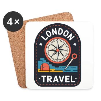 London Travel England Travel Motif - Dessous de verre (lot de 4) - blanc - Devant