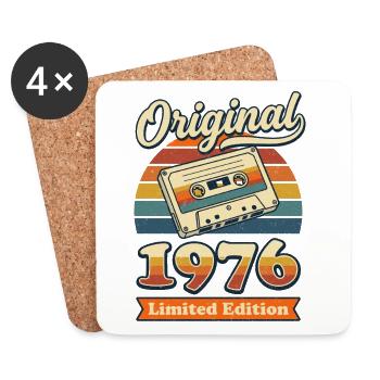 Anniversaire original vintage rétro vintage de 1976 - Dessous de verre (lot de 4) - blanc - Devant