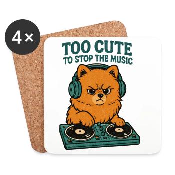 Pomeranian DJ Shirt Retro | Too Cute to Stop Music - Coasters (set of 4) - white - Front