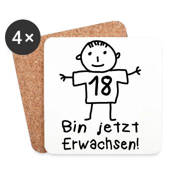 18th Birthday Stick Figure Of Age - Coasters (set of 4) - white - Front