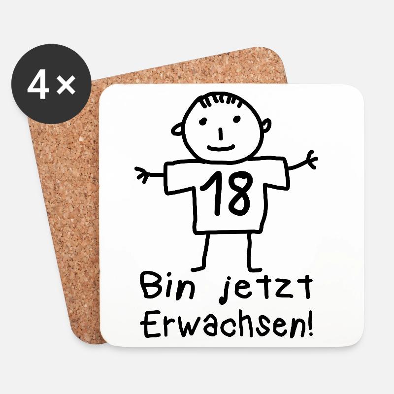 18. Geburtstag Strichmännchen Volljährig - Untersetzer (4er-Set) - Weiß