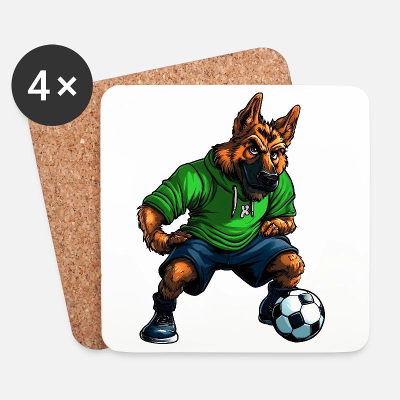 Schäferhund Fussballer - Untersetzer (4er-Set) - Weiß