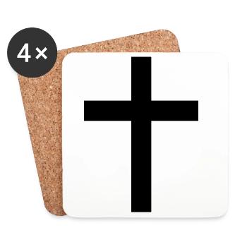 Jesus Kreuz Schwarz - Untersetzer (4er-Set) - Weiß - Vorne