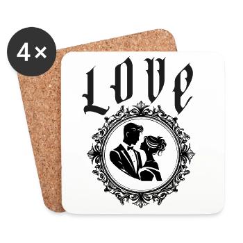 Cadeau Saint Valentin couple - Dessous de verre (lot de 4) - blanc - Devant