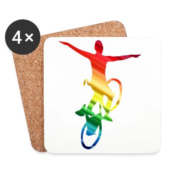 Cyclisme artistique, cyclisme artistique, vélo en salle - Dessous de verre (lot de 4) - blanc - Devant