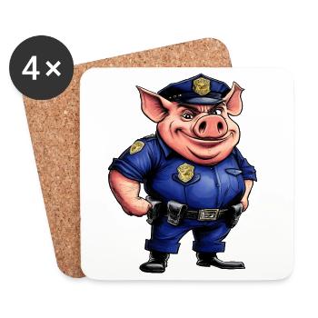 Pig Policeman - Coasters (set of 4) - white - Front