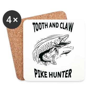 Pêche Rivière Brochet Pike Hunter - Dessous de verre (lot de 4) - blanc - Devant