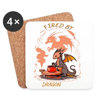 Dragon Forge - Fired by Magic Pottery Art - Coasters (set of 4) - white - Front