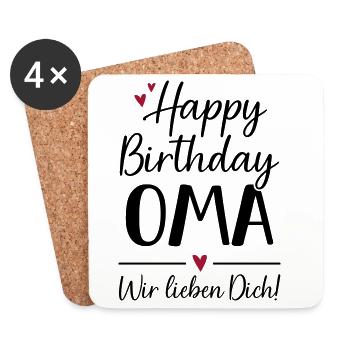 Happy Birthday Oma Geburtstag - Untersetzer (4er-Set) - Weiß - Vorne