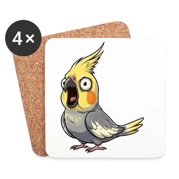 Gelber Cockatiel Aufruhr - Untersetzer (4er-Set) - Weiß - Vorne