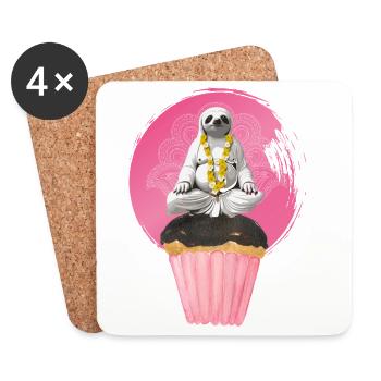 yoga panda cupcake süß pink niedlich namaste ohm - Untersetzer (4er-Set) - Weiß - Vorne
