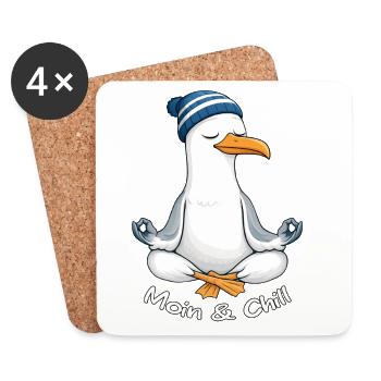 Moin & Chill par MEERchandise - Dessous de verre (lot de 4) - blanc - Devant