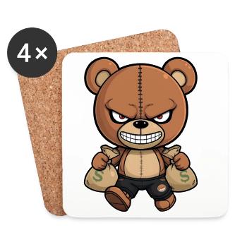 Money Bear Streetwear Design - Untersetzer (4er-Set) - Weiß - Vorne