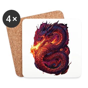 Fiery Dragon Storm - Coasters (set of 4) - white - Front