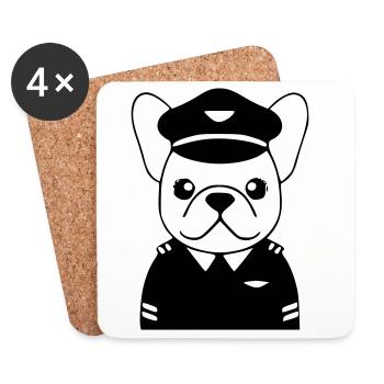 Uniforme de pilote français noir - Dessous de verre (lot de 4) - blanc - Devant