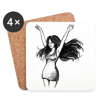 Dancing Woman Empowerment - Illustration - Coasters (set of 4) - white - Front
