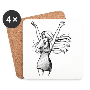 Tanzende Frau Empowerment - Illustration - Untersetzer (4er-Set) - Weiß - Vorne