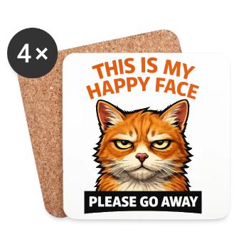 Angry Cat Please Go Away Humor - Coasters (set of 4) - white - Front