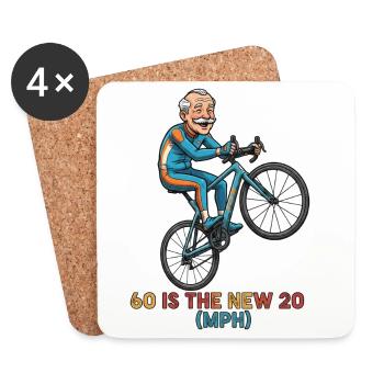 60 est le nouvel autocollant cycliste à 20 MPH - Dessous de verre (lot de 4) - blanc - Devant