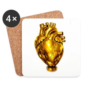 Goldene Herzanatomie - Untersetzer (4er-Set) - Weiß - Vorne