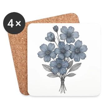 Blue Floral Bouquet Watercolor - Coasters (set of 4) - white - Front
