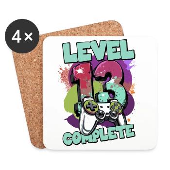 Level 13 Complete Gaming Splash Jahre alt - Untersetzer (4er-Set) - Weiß - Vorne