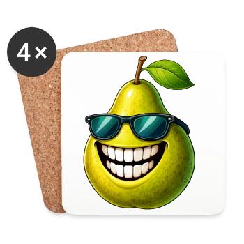 Cool Pear Summer Fruit Sweet Sunglasses - Coasters (set of 4) - white - Front