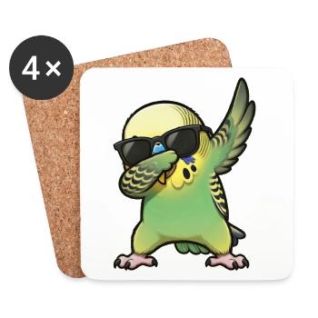 Dabbing Wellensittich gruen - Untersetzer (4er-Set) - Weiß - Vorne