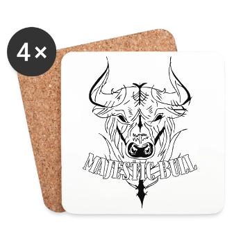 Taureau majestueux - Dessous de verre (lot de 4) - blanc - Devant