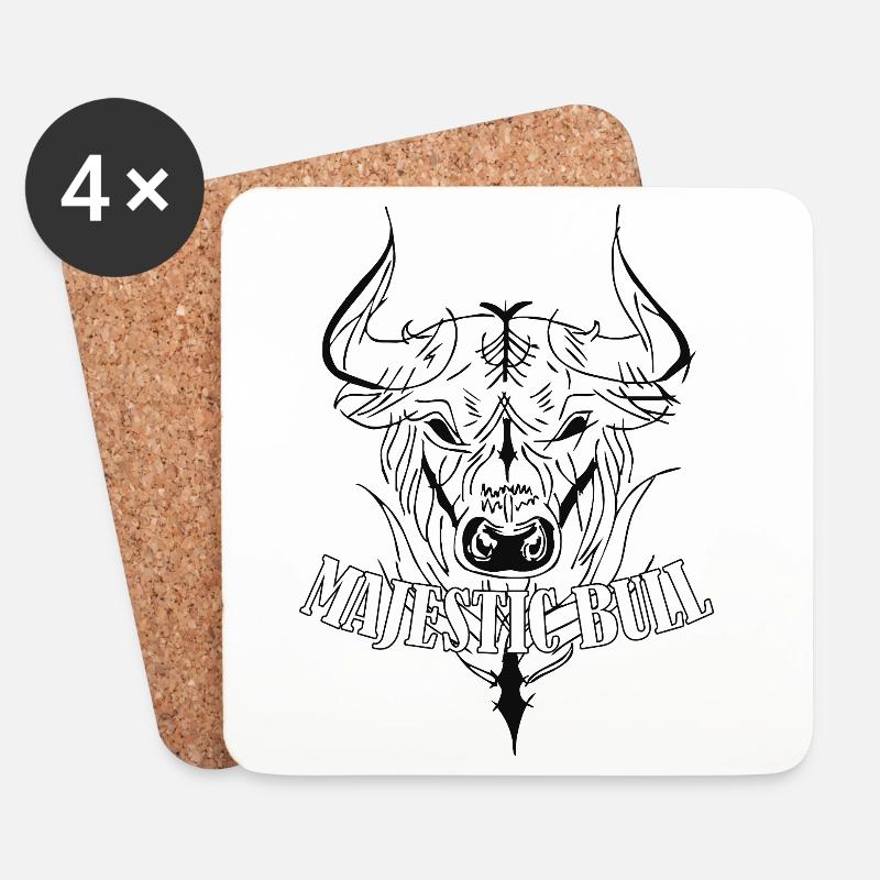 Majestic Bull - Untersetzer (4er-Set) - Weiß